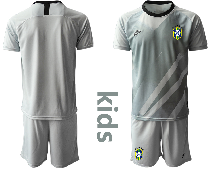 Youth 2020-2021 Season National team Brazil goalkeeper grey Soccer Jersey